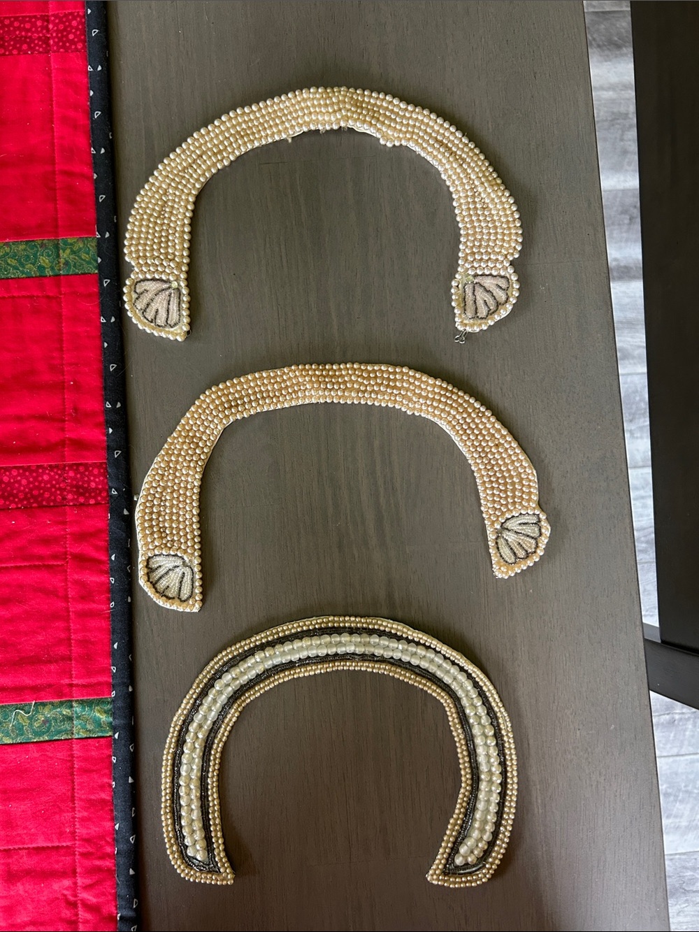 Vintage Ivory Beaded Collar Trio